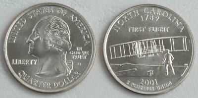 USA State Quarter 2001 North Carolina D unz.