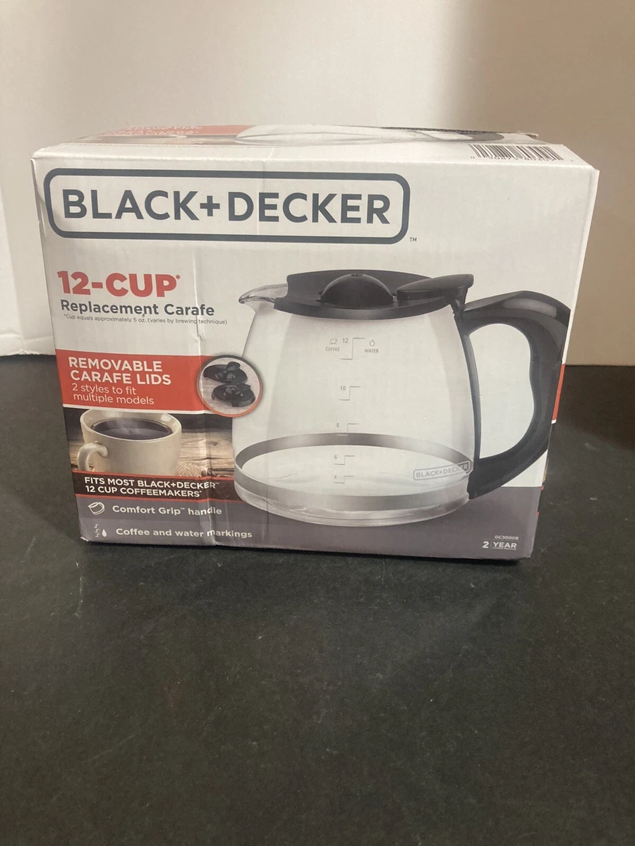 BLACK+DECKER (GC3000B) 12-cup Clear Glass Coffee Carafe Black Replacement Carafe