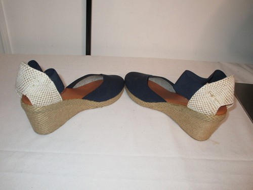 ANDRE ASSOUS Womens Navy Woven Anouka Round Toe Wedge Slip On Espadrille 10#762 - Picture 9 of 9