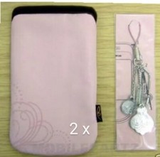 2 x Nokia 7373 Pink L'Amour Handy Tuch Tragetasche Etui & Hänger Charms