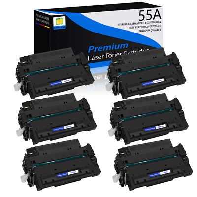 6PK Black Toner Cartridge for HP CE255A 55A LaserJet P3010 P3015 P3015dn Printer