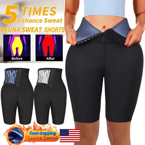 Womens Thermal Sweat Sauna Body Shaper Pants Weight Loss Waist Cinchers Capris - Afbeelding 1 van 45