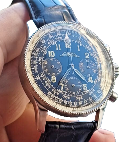 RARO Breitling Navitimer 806 Acero Cronógrafo Temprano AOPA Dorado Esfera Negra Años 50 - Imagen 15 de 20