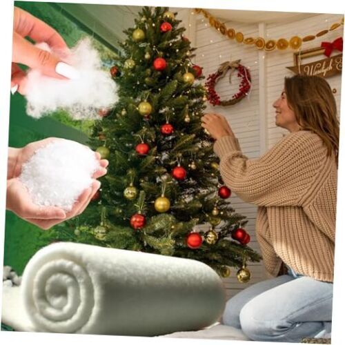 Christmas Fake Snow (3-Piece Set): Snow Blanket Roll 8x3 ft, Artificial Snow