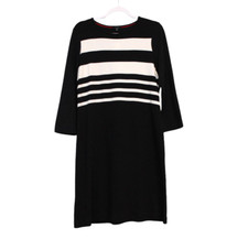NWT Talbots Dress Size Medium Black White Striped Classic Business Casual Cotton