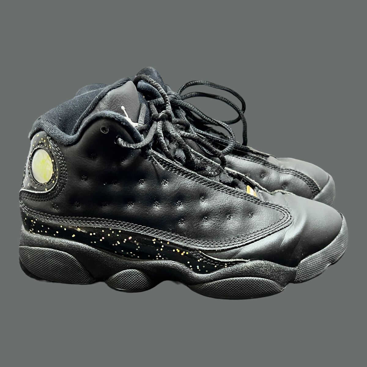 🏀Air Jordan 13 Retro GS Black Metallic Gold Glitter Size 🏀Air Jordan 13 Retro GS Black Metallic Gold Glitter Size