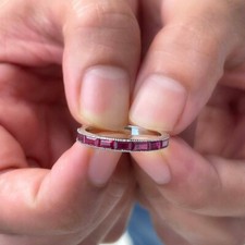 2CT Emerald Simulated Red Ruby Half Eternity Wedding Ring 14K White Gold Plated