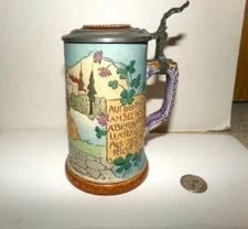 1920's MAN & WOMAN love bisque 0.3-liter lidded stein JWR #882 GERMANY