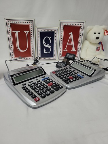 2- Canon P23-DH V Printing Calculator 2 Ink W/ Clock And Calendar TESTED Working - Picture 8 of 12