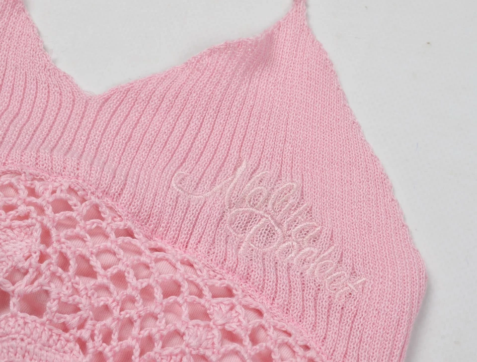 Top Halter Tejido Crochet Rosa Hada Nolita Pocket North Little Italy Y2K Talla XS Foto 4 de 4