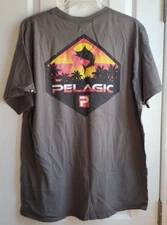 Pelagic Mens XL T Shirt Brown Double Sided Logo Graphic Gray