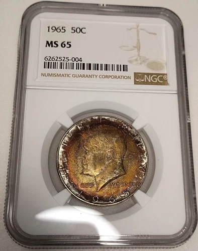 Monster Obverse Color! 1965 Kennedy 50C Half-Dollar NGC MS65 #6262525-004