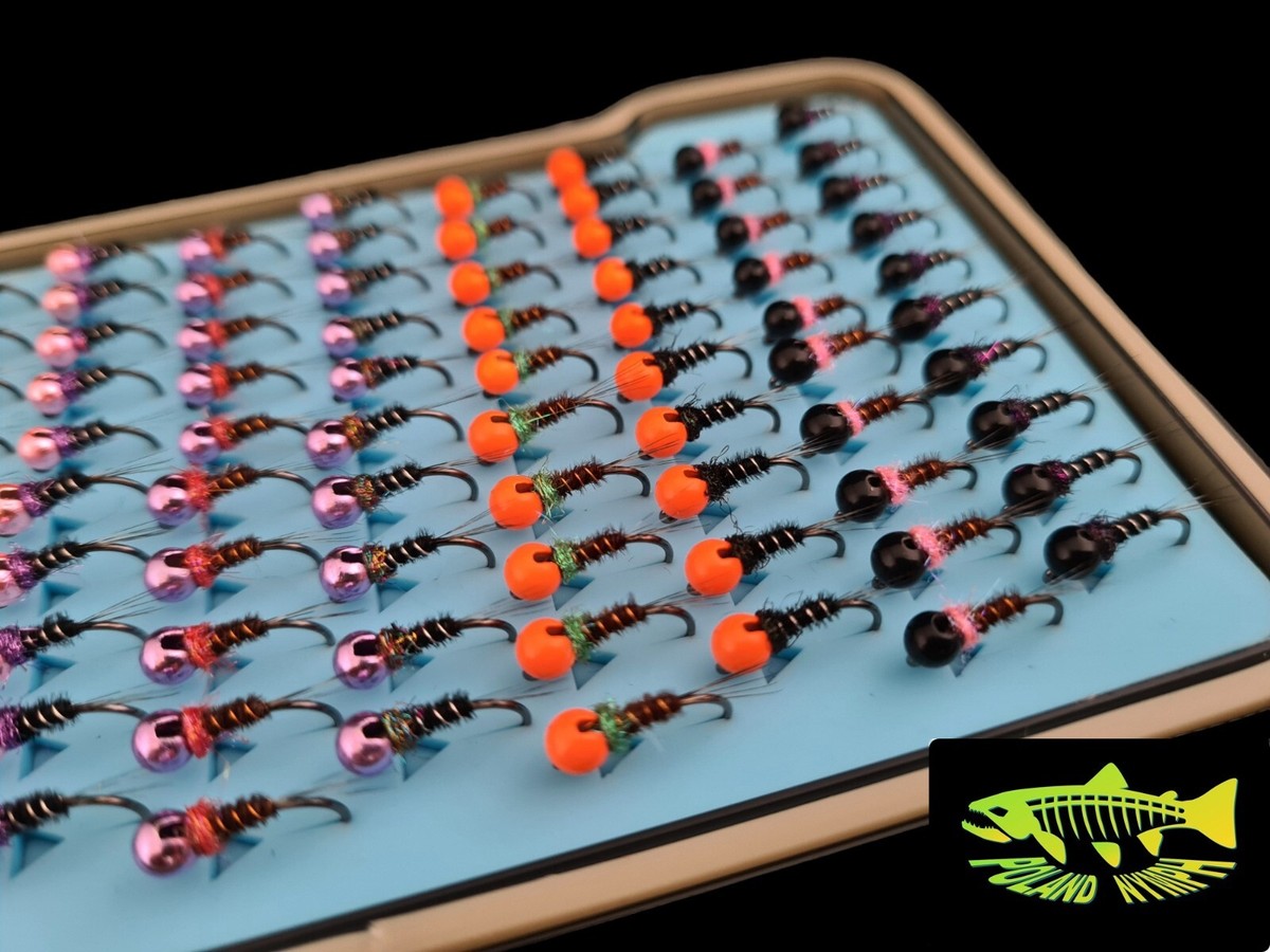 Scatola Premium Con Ninfe Jig Francesi | Ganci Con Testa In Tungsteno Taglia 12-14 Per Pesca A Mosca - Foto 2