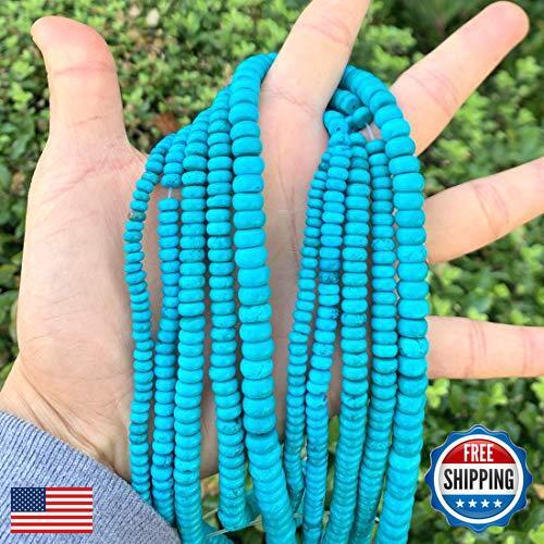 1 Strand Adabele Natural Stabilized Blue Turquoise Gemstone 8mm Rondelle Loos - Picture 3 of 5