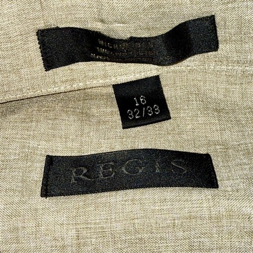 Camisa de vestir REGIS beige para hombre talla 16 aspecto de lino grande manga larga abotonada - Imagen 3 de 11