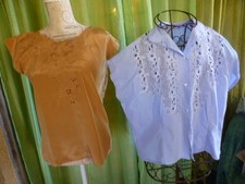 Lot   Femmes Bodysuits Size 3   Beautiful Embroidered Works, Blue And Brown,