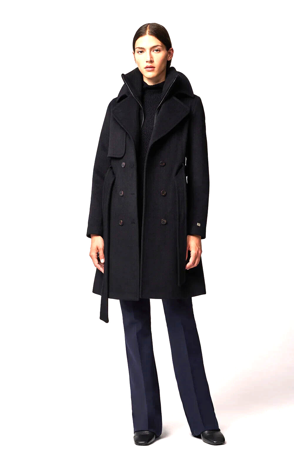 NEW Soia & Kyo Semi-Fitted Classic Wool Coat With Removable Bib S #W39