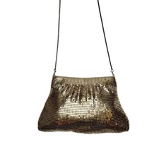 Vintage Gold Metal Mesh Purse Bag Crossbody Chain Holiday New Years Eve