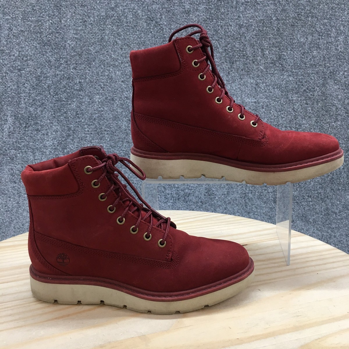 Timberland Hiking Boots Womens Kenniston Red Leather Lace Up Round  A24MD