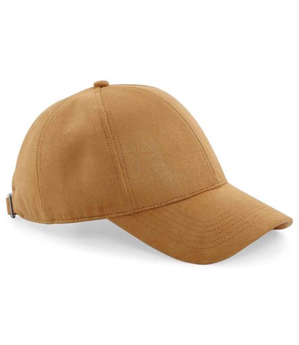 Beechfield Faux Soft Suede 6 Panel Cap Pre Curved Peak Baseball Sun Hat B656 - Picture 2 of 10