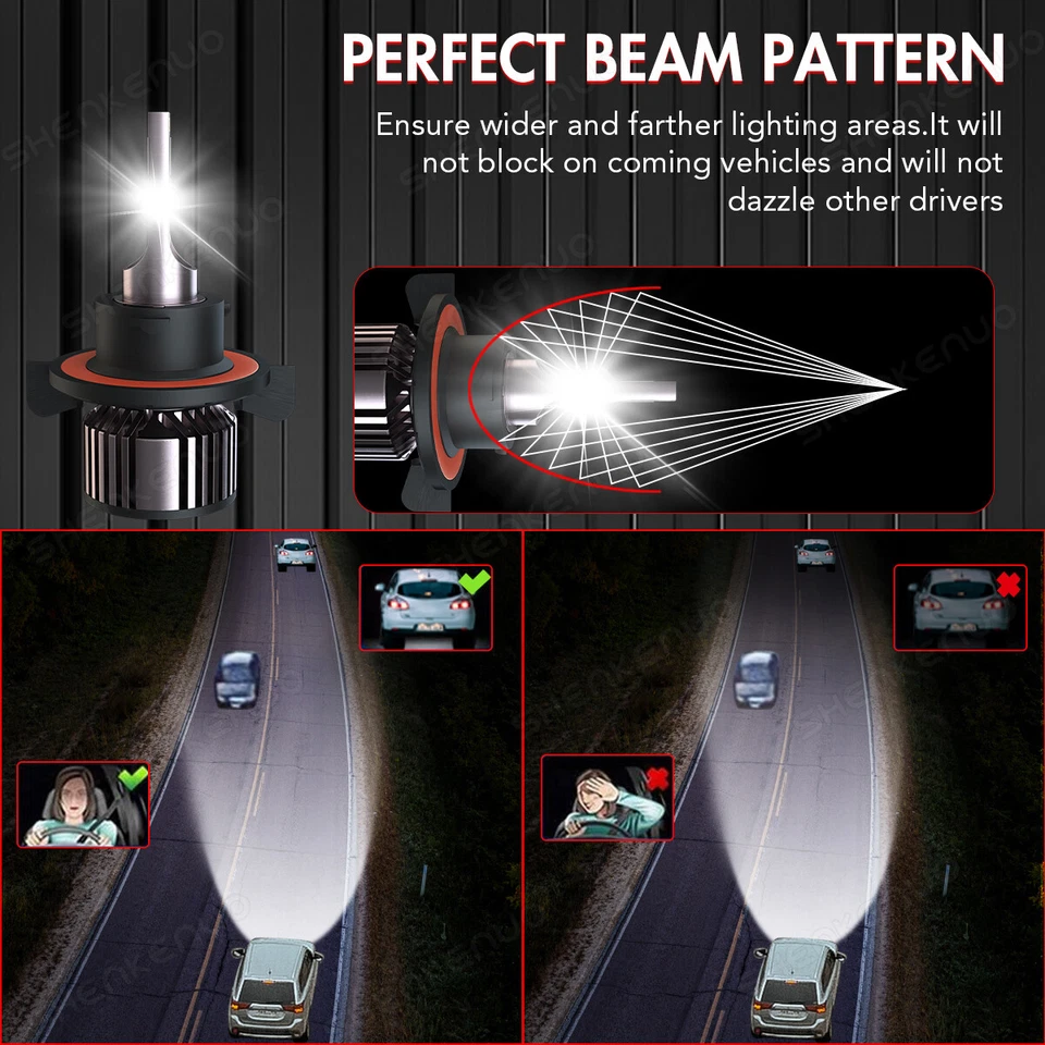 For Ford Expedition 2007 2008-2014 LED Headlight Hi-Low Beam Bulbs Kit 6000K H13 - Изображение 4 из 4