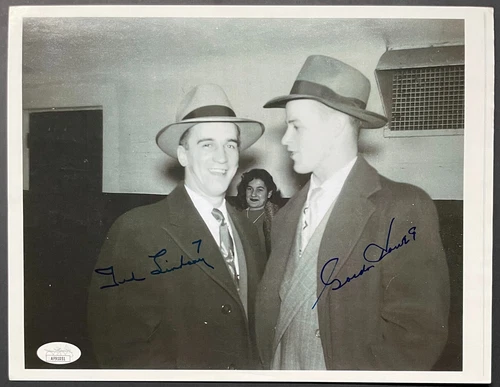 Ted Lindsay & Gordie Howe Signed NHL Detroit Red Wings Photo Autographed HOF JSA