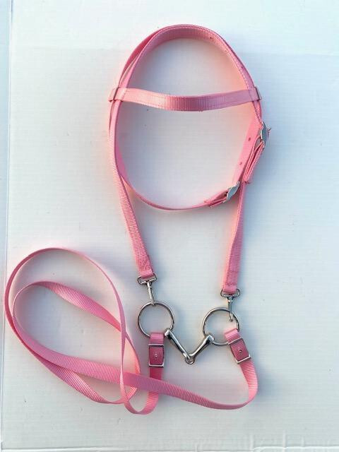 MINIATURE HORSE / SM PONY NYLON  BRIDLE - SOFT PINK