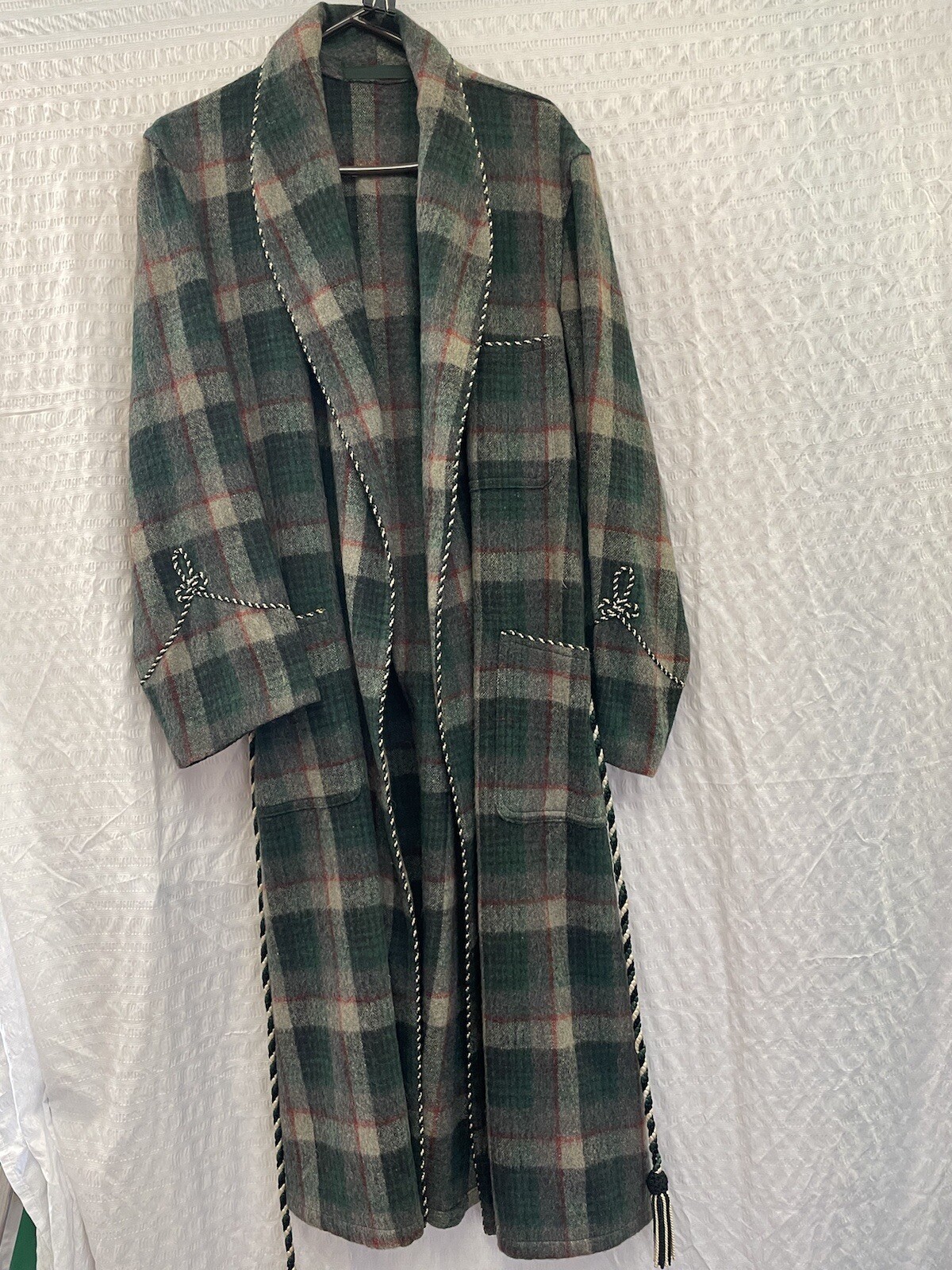 80s Men’s Plaid Wool Housecoat Made In Scotland Gem