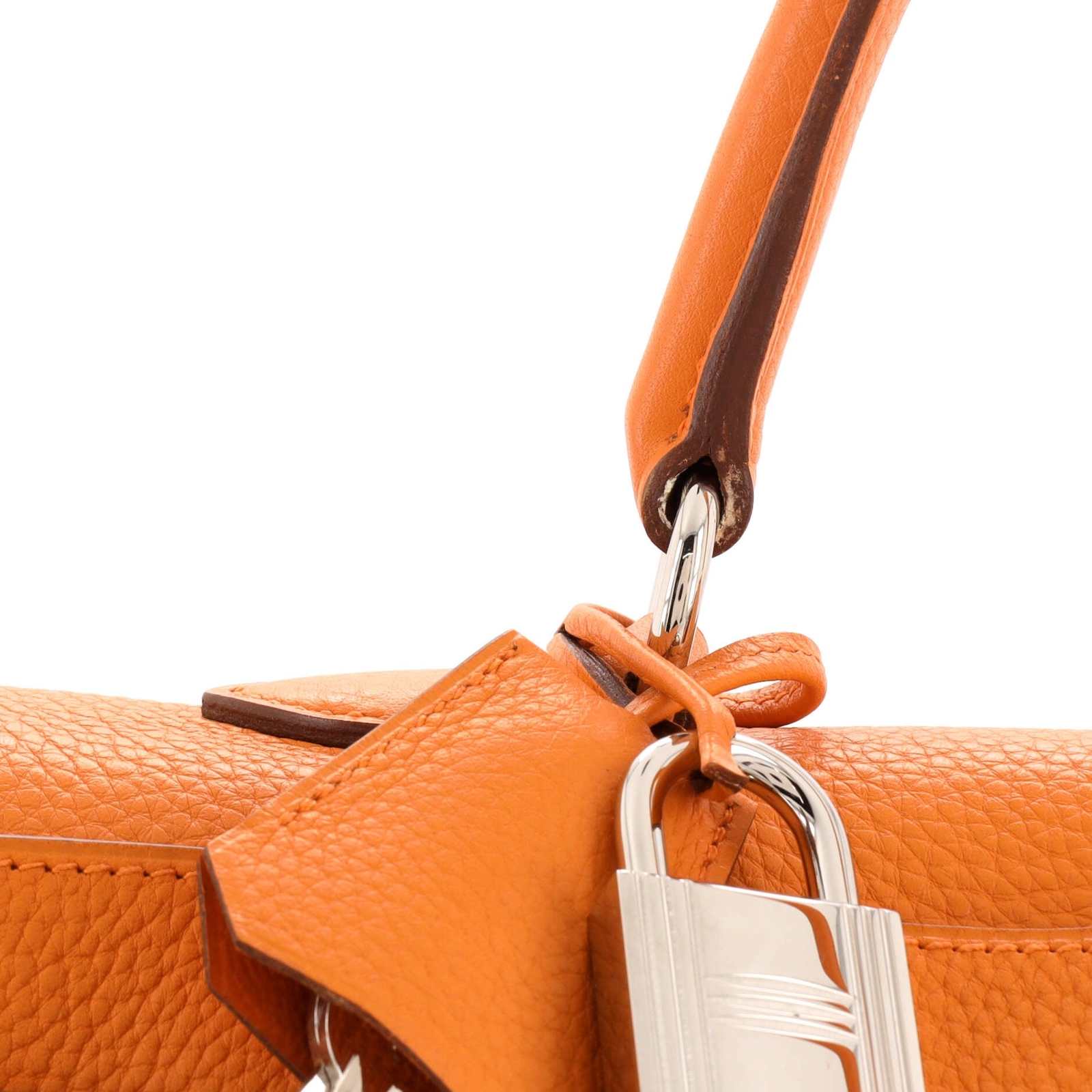 Hermes Shoulder Kelly Bag Clemence 42 Orange Gem
