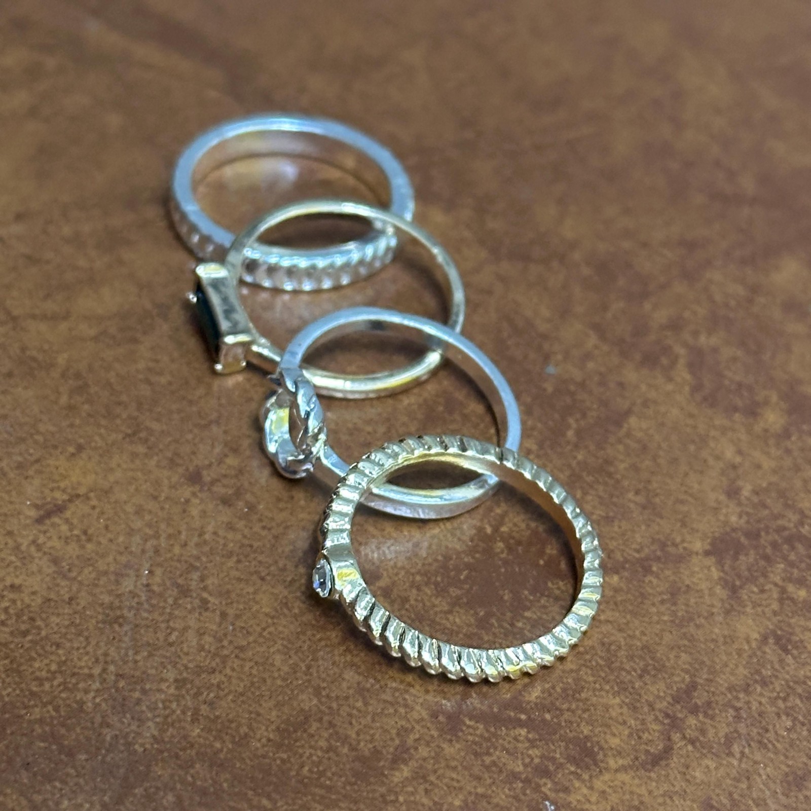 Vintage Unique Stackable Silver/Gold Tone Ring Bu… - image 2