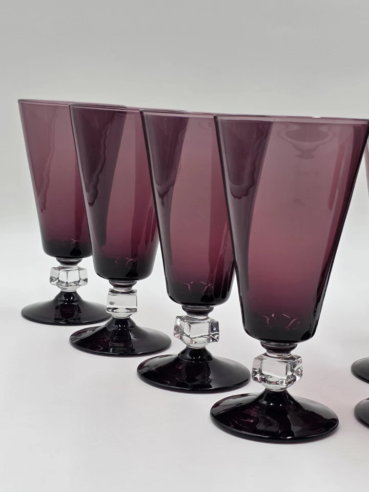 JUEGO ANTIGUO DE 8 VASOS DE AGUA DE 7" AMATISTA BRYCE WILMINGTON MODERNOS DE MEDIADOS DE SIGLO. Foto 4 de 4