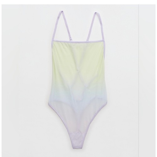 Aerie Smoothez Sheer Mesh Body Violet Flurry Gr. XL Neu mit Etikett Tanga