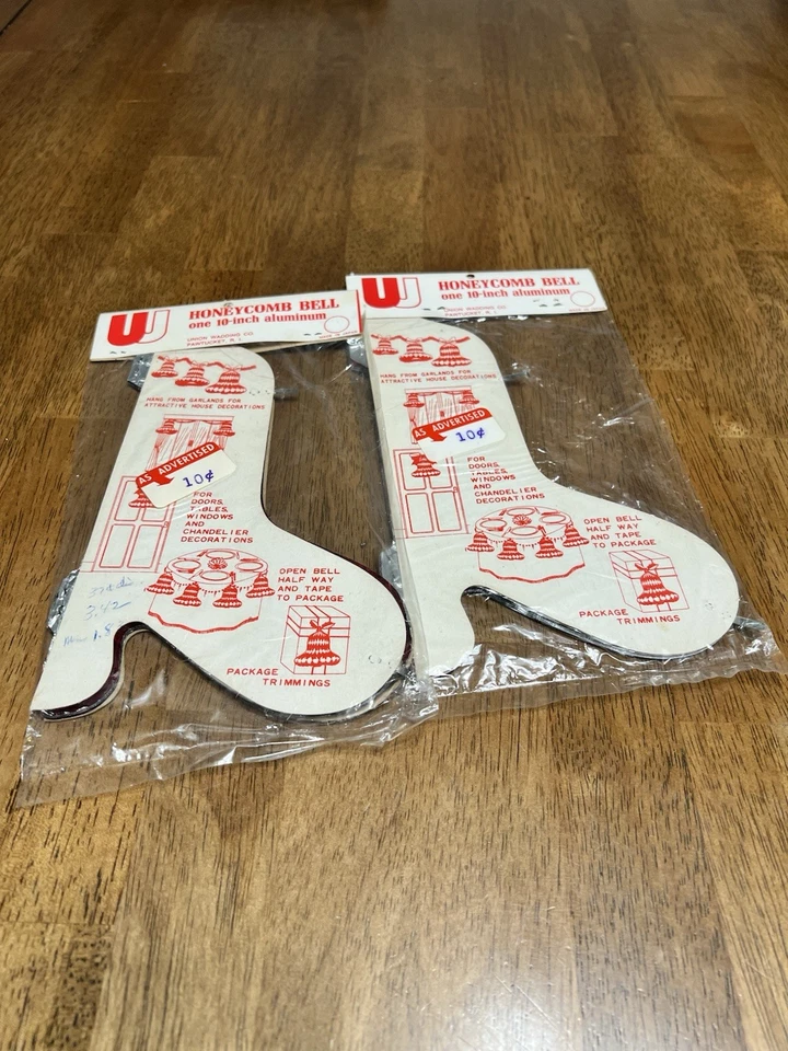 Lote de 2 campanas colgantes vintage de panal rojas metálicas Union Wading Japón 10" Foto 2 de 4