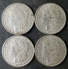Lot of Four 1880 $1 Morgan Silver Dollars