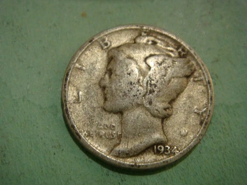 1934 P  Mercury Dime - Good album filler condition , actual coin in photo
