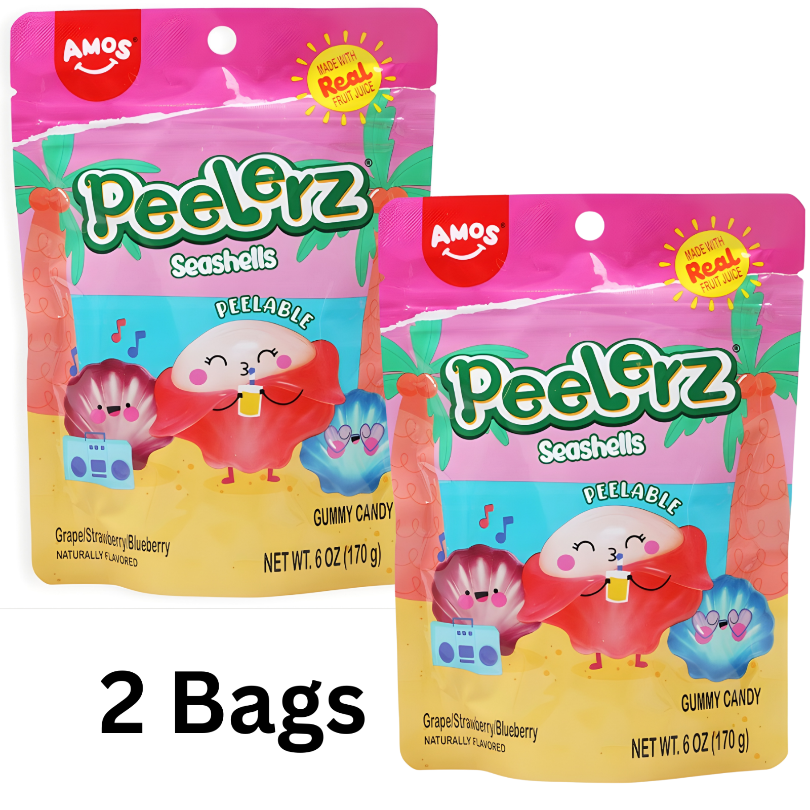 Amos Peelerz Seashells Peelable Gummy Candy 2 Pack 6 oz Gummy Treat