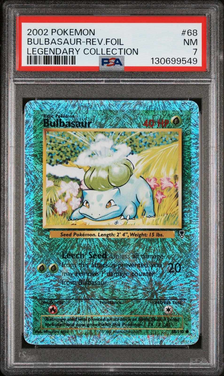 2002 POKEMON LEGENDARY COLLECTION#68 BULBASAUR-REVERSE FOIL PSA 7