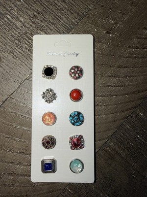 Set Of Petite Earrings 10 Snaps 12mm Gingersnaps Charm Ginger Snap Button Lot