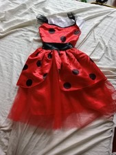 Girls Ladybug Costume Dress Red with Black Polka Dot 24 inch tall