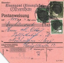 891801) SBZ Postanweisung mit AP 784 I (2) + AP 794 I aus Olbernau n. Neuhausen