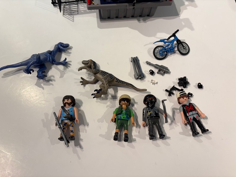 Playmobil #9433 The Explorers Enemy Airboat Raptor Dinosaurs Cage Jurassic Park