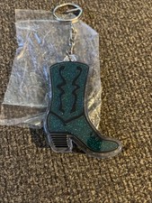 Sparkling Cowboy Boot Keychain Looks Blue One Side And Green Other Glitter