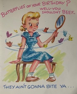 Vintage “Just For Fun” Birthday Card Butterflies On Your Bday? Pop Up Butterfly