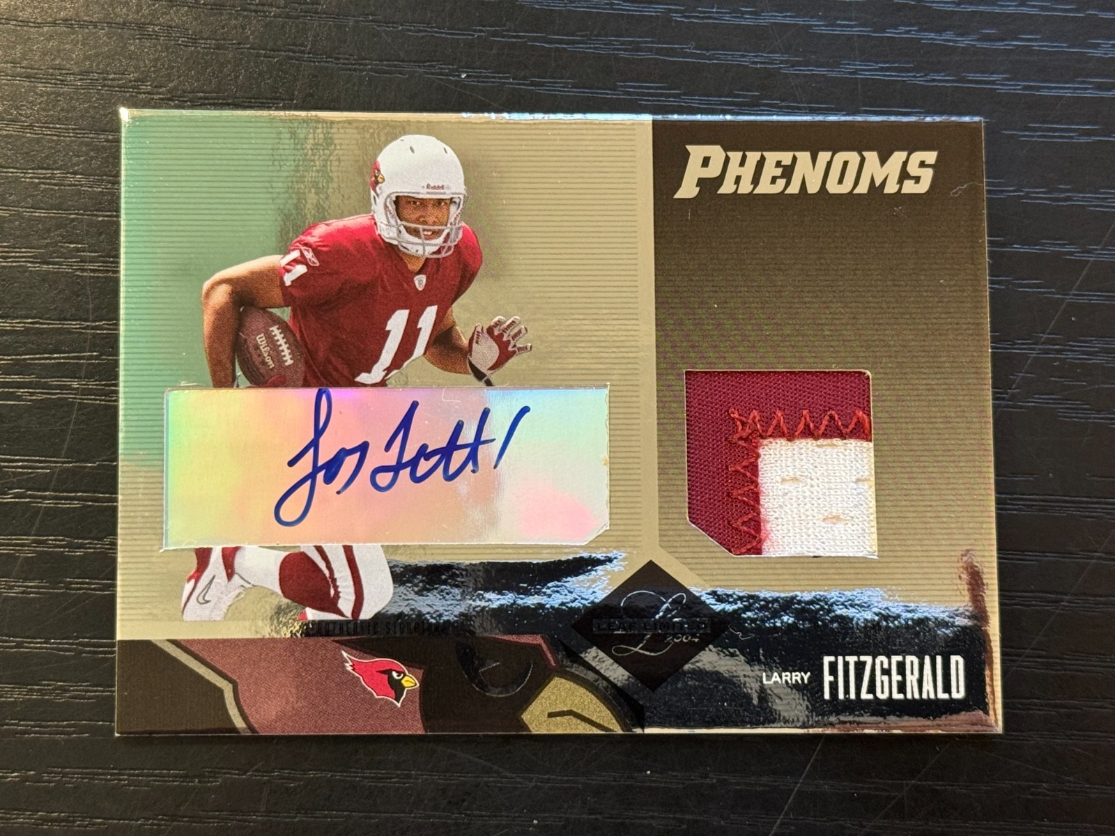 Larry Fitzgerald Leaf Limited #201 Auto Jersey.