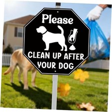 Clean Up After Your Dog Signs No Dog Poop Signs for Yard 10 x black white dog