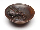 Japan Antique Netsuke Wood plate bee inro ojime sagemono rare Meiji era Original