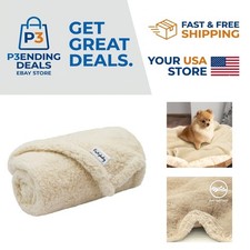 Washable Sherpa Fleece Blanket for Small Pets 24x32 Inches - Beige