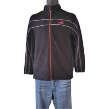 Puma Boys Youth Large Black Red Full Zip Track Jacket Soccer Warm Up Athletic