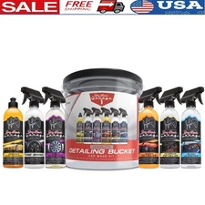 All-in-One Car Detailing Bucket Kit W/ Ceramic Shampoo Tire Shine Glass Cleaner