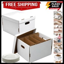 Protective Dishware Moving Boxes - 2 Pack, Dustproof Design for Easy Packing